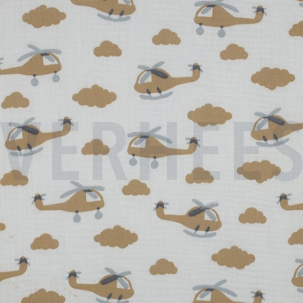 DOUBLE GAUZE HELIKOPTERS GEBROKEN WIT (hover)