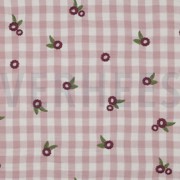 DOUBLE GAUZE CHECKS EMBROIDERY FLOWERS MAUVE (thumbnail)