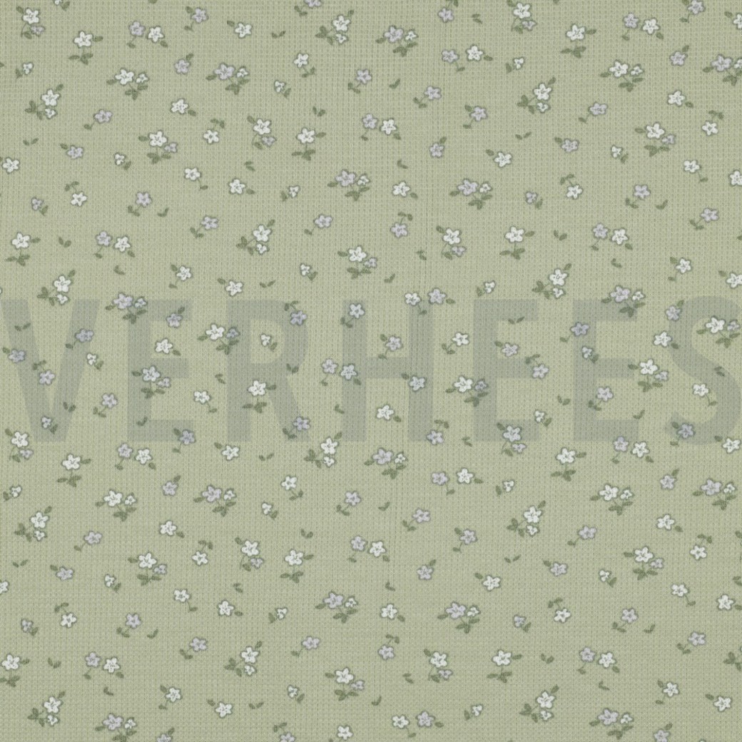WAFFLE JERSEY FLOWERS SAGE