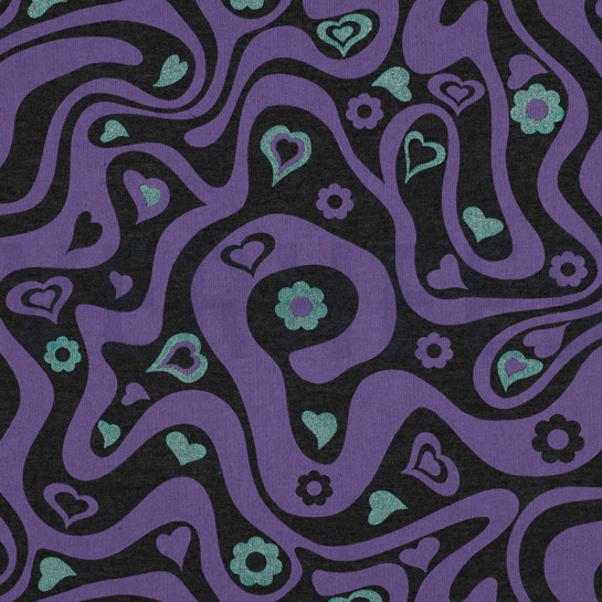 SWEAT MELANGE GLITZER RETRO BLUMEN ANTHRAZIT MELIERT #7