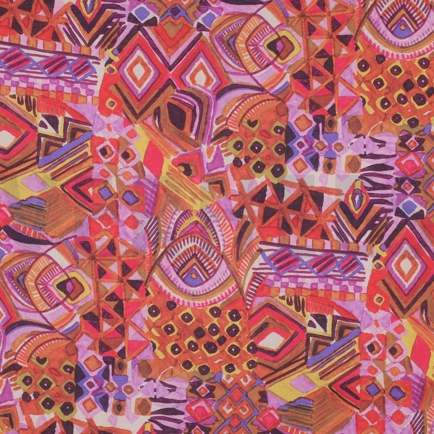 BAUMWOLLE VOILE DIGITAL ABSTRACT OCKER (hover)