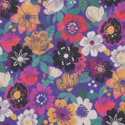COTTON VOILE DIGITAL FLOWERS COBALT (thumbnail)