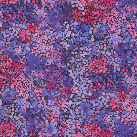 COTON VOILE NUMÉRIQUE FLEURS VIOLET #7
