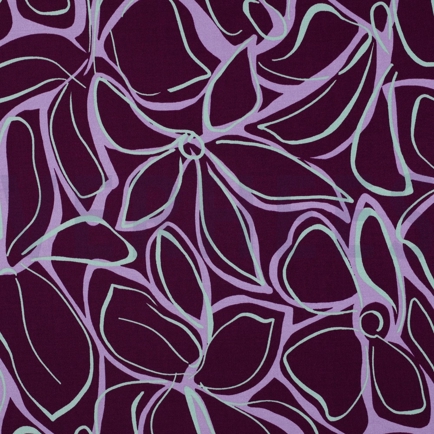 VISCOSE ROSELLA STRETCH ABSTRACT FLOWERS PURPLE (hover)