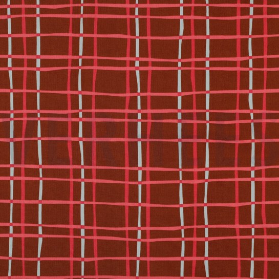 BAUMWOLLE POPELINE BLUMEN & KAROS KARAMELL #7