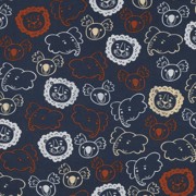 FINE POPLIN SAFARI ANIMALS NAVY (thumbnail)