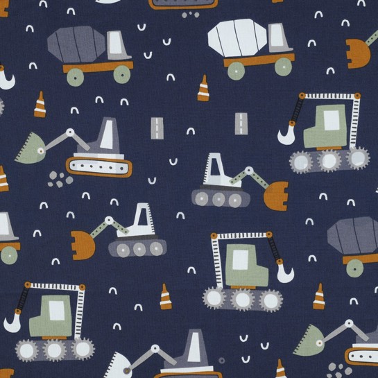 KATOENEN POPLIN VOERTUIGEN MARINEBLAUW #7