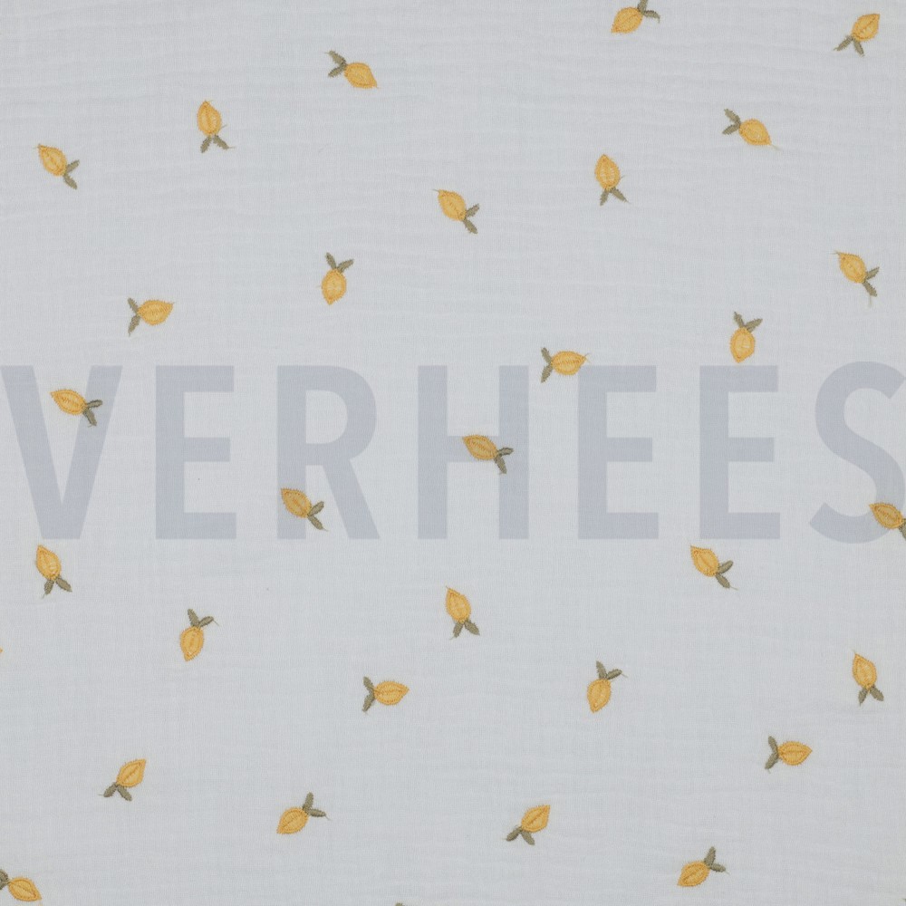 DOUBLE GAUZE EMBROIDERY LEMON WHITE