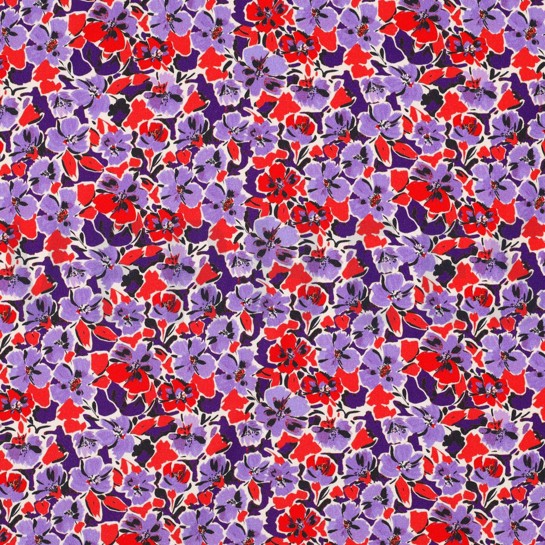VISCOSE ROSELLA STRETCH DIGITAAL BLOEMEN LILA #7