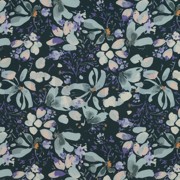 VISCOSE POPLIN STRETCH DIGITAL FLOWERS PETROL (thumbnail)