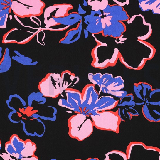 LENZING™ ECOVERO™ BLOEMEN ZWART #7