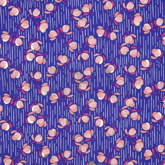 VISKOSE RADIANCE FOLIE BLUMEN KOBALTBLAU #7