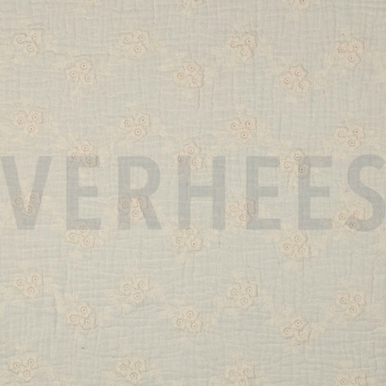 DOUBLE GAUZE EMBROIDERY FLOWERS NATURAL #7