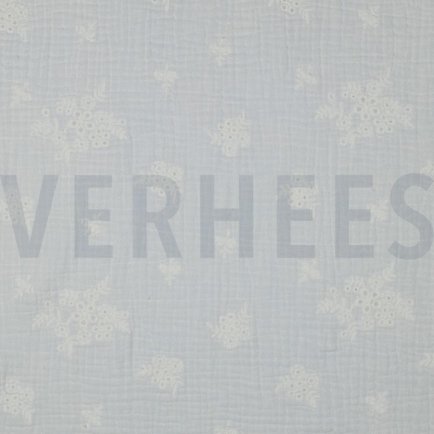 DOUBLE GAUZE EMBROIDERY FLOWERS WHITE (hover)