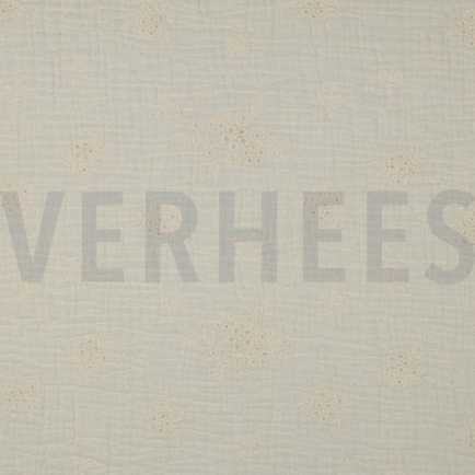 DOUBLE GAUZE EMBROIDERY FLOWERS NATURAL (hover)