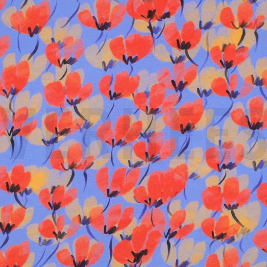 VISCOSE RADIANCE DIGITAL FLOWERS BLUE #7