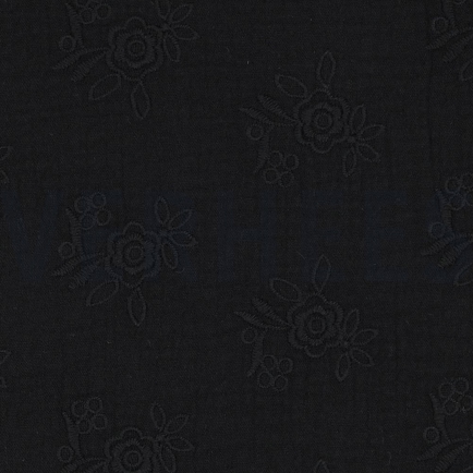 MUSSELIN STICKEREI BLUMEN SCHWARZ (hover)