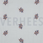 DOUBLE GAUZE EMBROIDERY LEAVES WHITE (thumbnail)