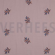DOUBLE GAUZE EMBROIDERY LEAVES LILAC (thumbnail)