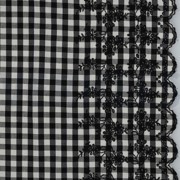 COTTON CHECKS ONE-SIDE BORDER ONE-SIDE SCALLOP BLACK / WHITE (thumbnail)