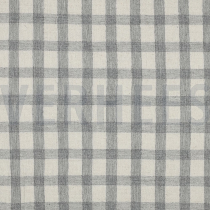 DOUBLE GAUZE LINEN YARN DYED CHECKS GREY / NATURAL (hover)