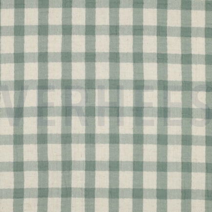 DOUBLE GAUZE LINEN YARN DYED CHECKS SAGE (hover)