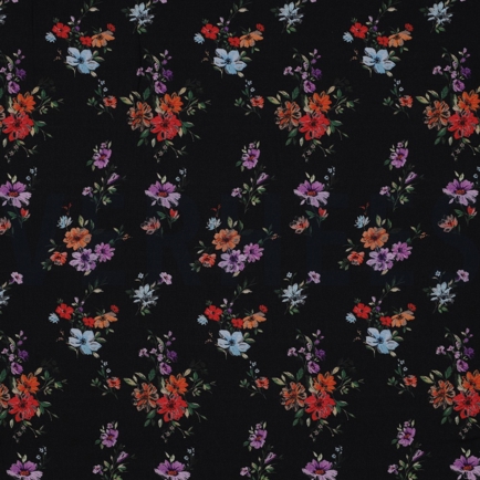VISCOSE RADIANCE DIGITAAL BLOEMEN ZWART (hover)