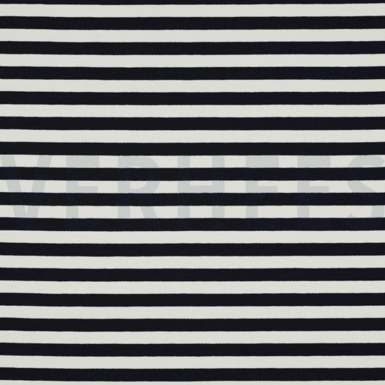 FRENCH TERRY GARNGEFÄRBT STREIFEN MARINEBLAU / OFFWHITE #7