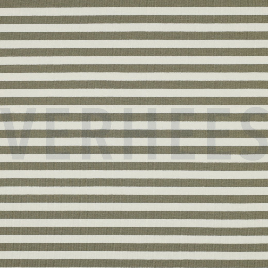 FRENCH TERRY YARN DYED STRIPES MOSS GREEN / OFF WHITE