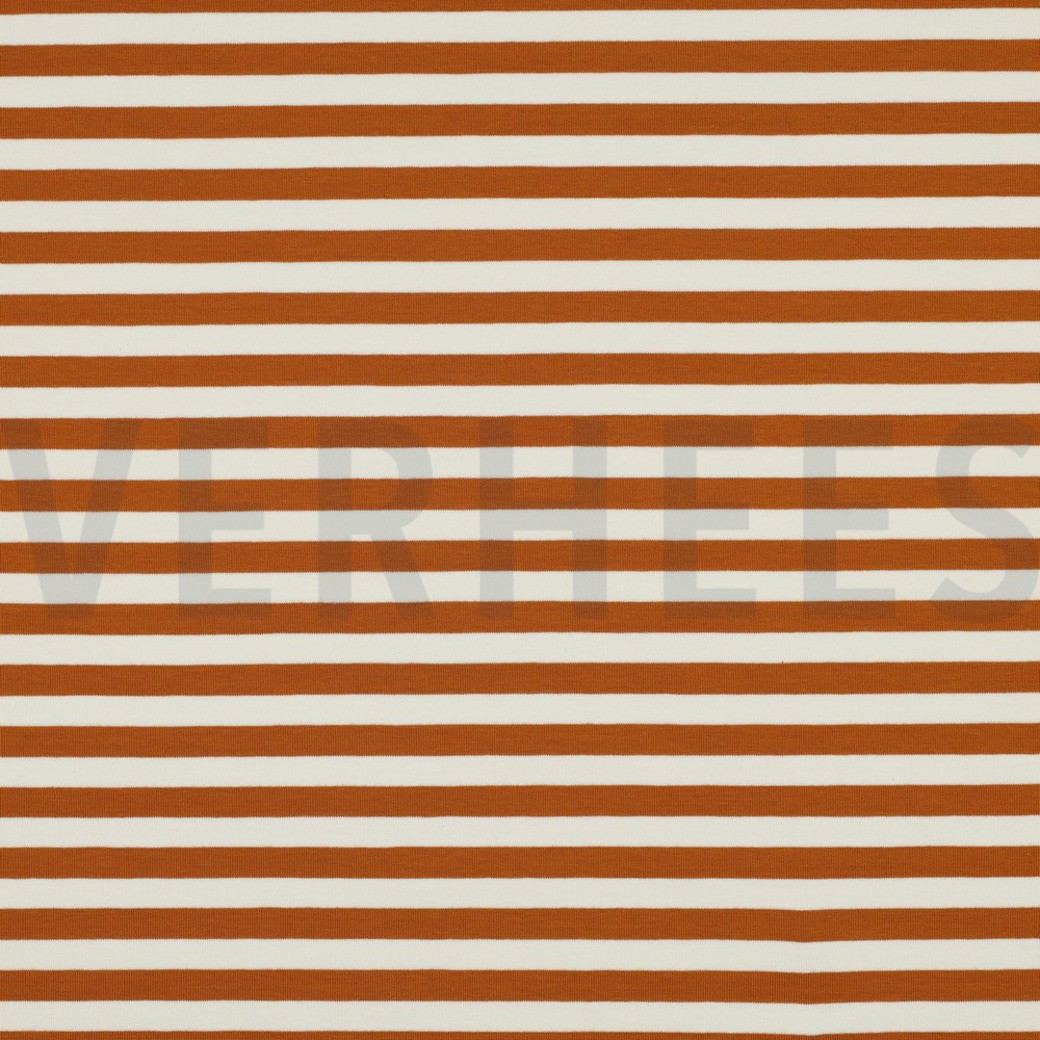 FRENCH TERRY YARN DYED STRIPES LIGHT BROWN / OFF WHITE