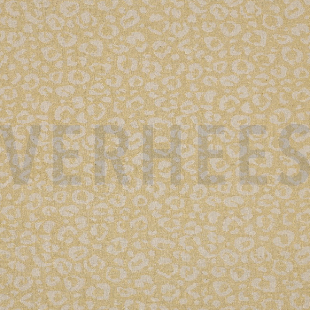 DOUBLE GAUZE JACQUARD ANIMAL YELLOW / ECRU