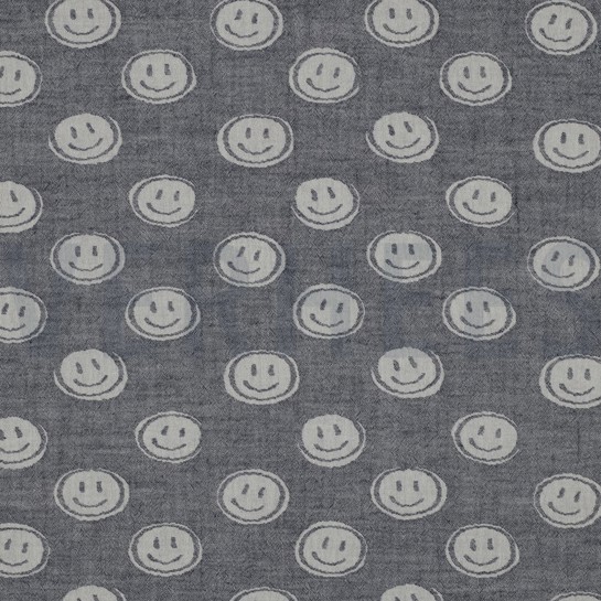 MUSSELIN JACQUARD SMILEYS MARINEBLAU / ECRU #7