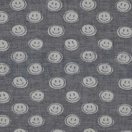 DOUBLE GAUZE JACQUARD SMILEYS NAVY / ECRU (hover)
