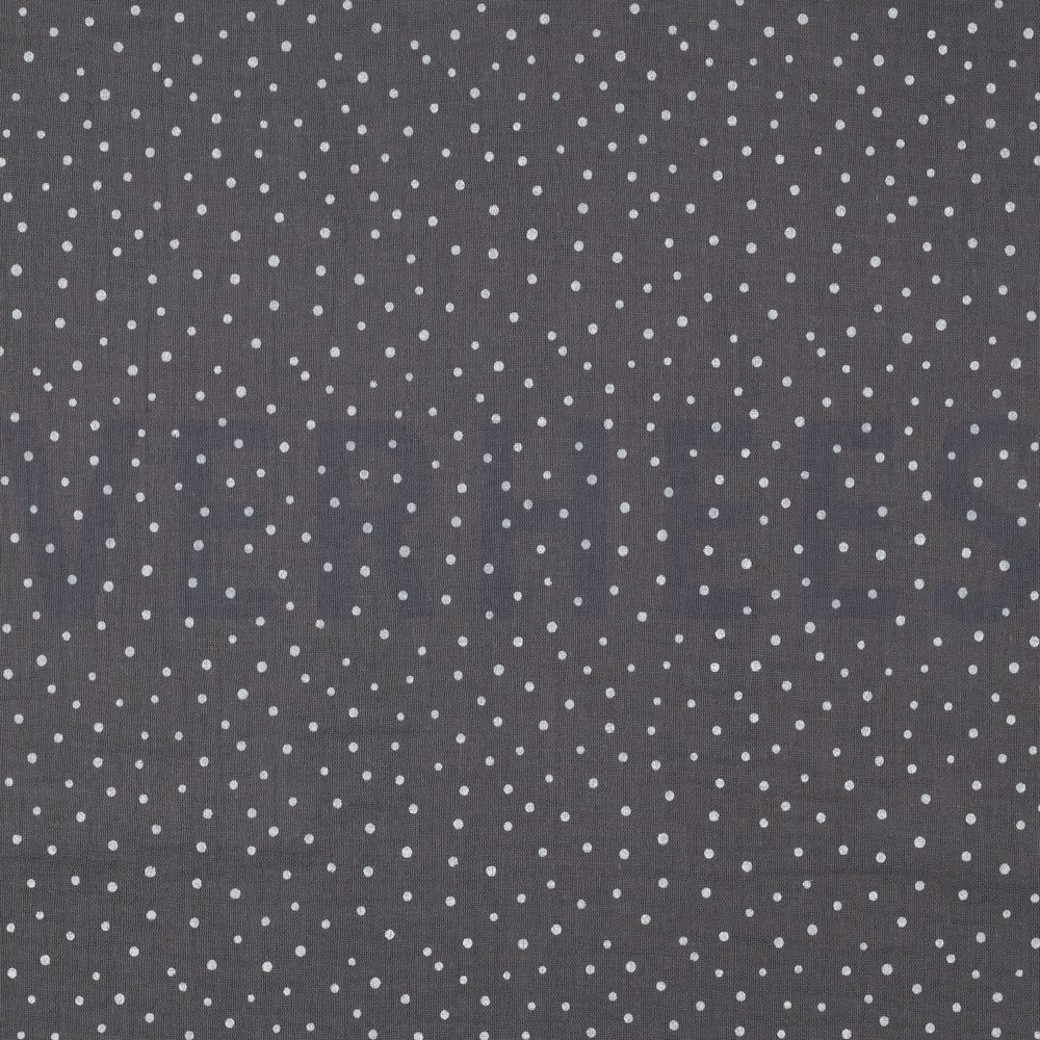 DOUBLE GAUZE LITTLE DOTS DARK GREY