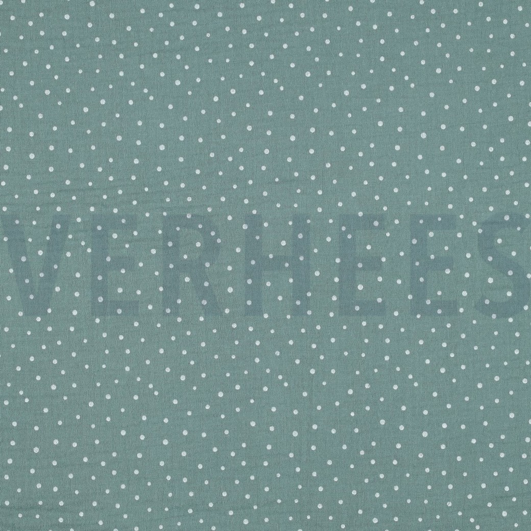 DOUBLE GAUZE LITTLE DOTS OLD GREEN