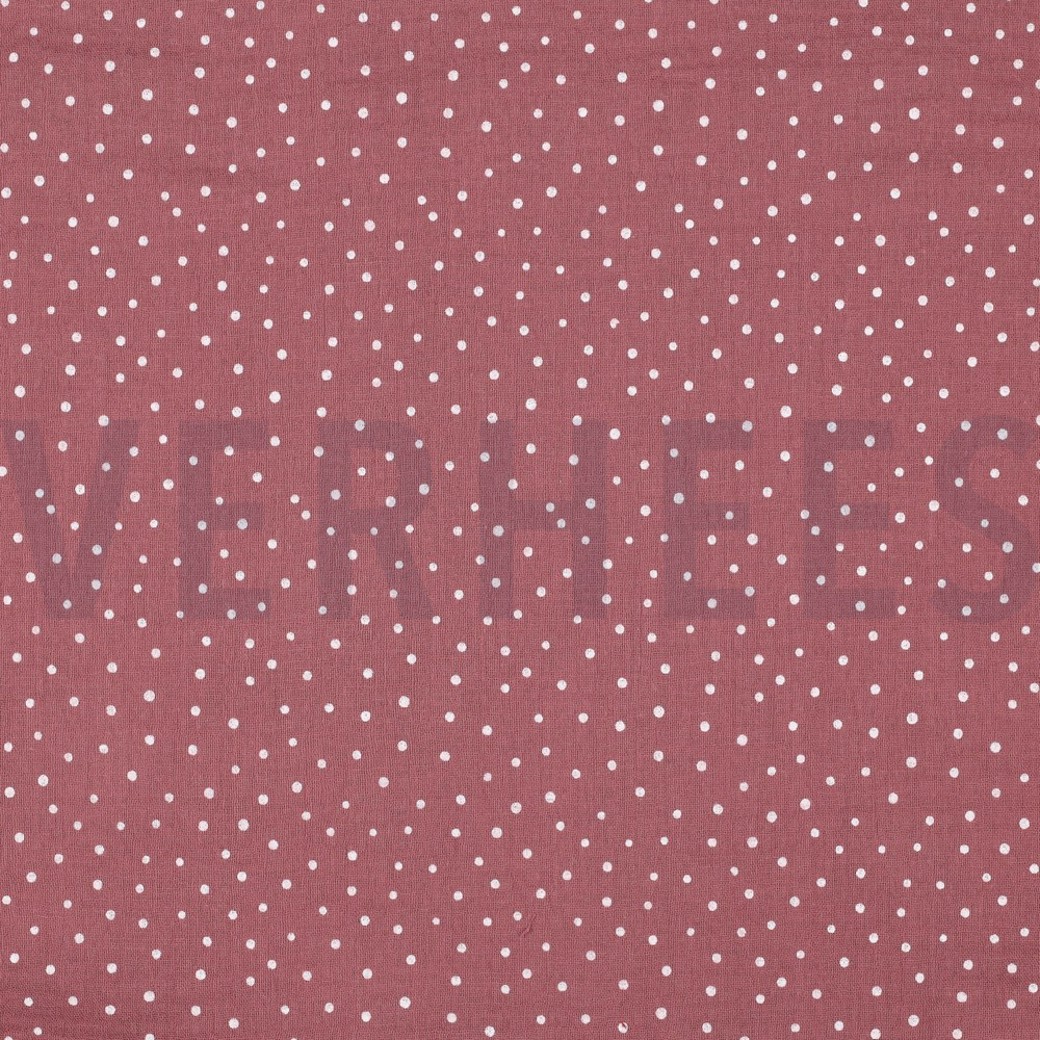 DOUBLE GAUZE LITTLE DOTS ROSEWOOD