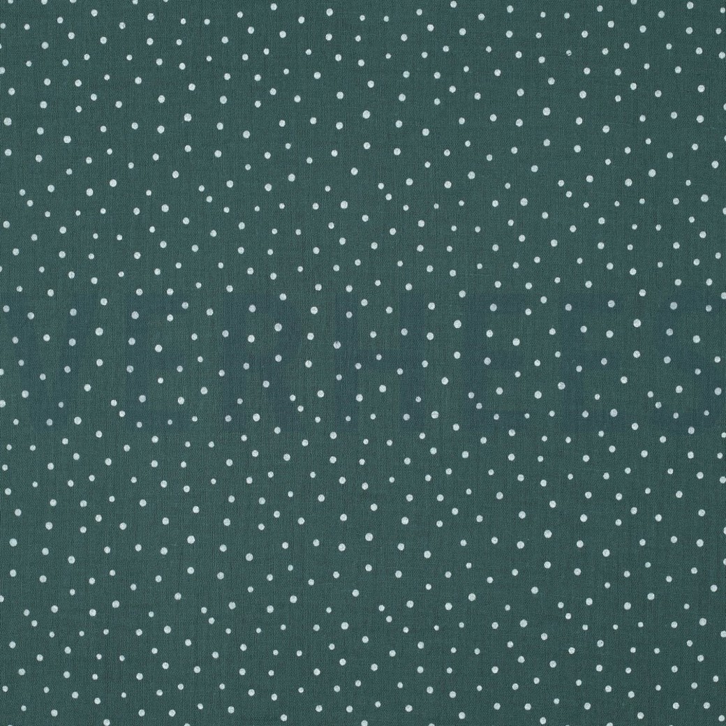 DOUBLE GAUZE LITTLE DOTS DARK GREEN