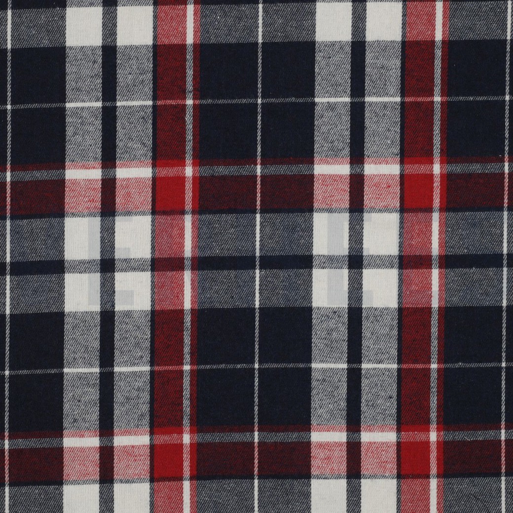 BRUSHED CHECKS YARN DYED NAVY/ECRU/RED