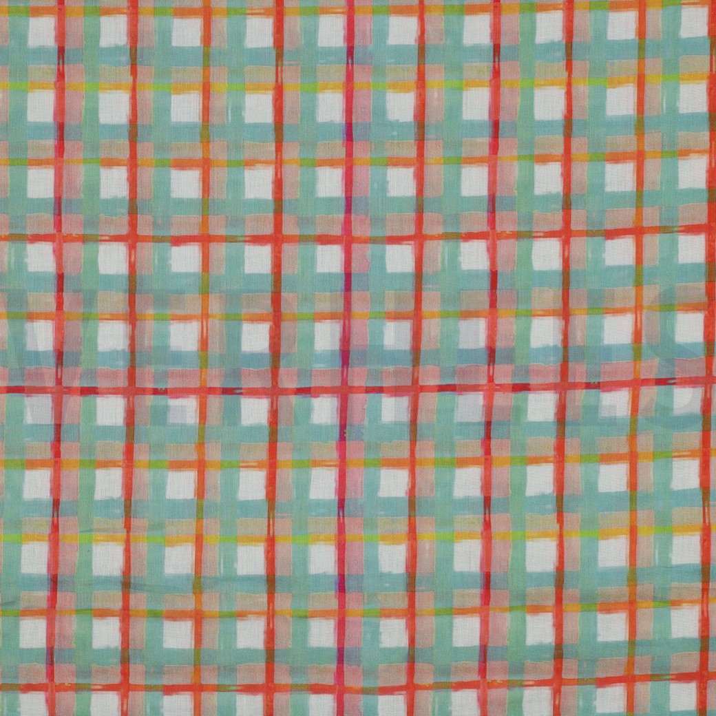 COTTON VOILE DIGITAL CHECK DARK MINT
