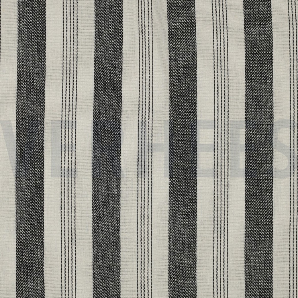 LINEN VISCOSE YARN DYED STRIPES BLACK