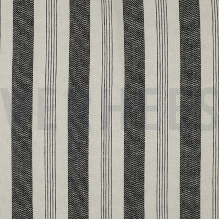 LEINEN VISKOSE GARNGEFÄRBTE STREIFEN SCHWARZ (hover)