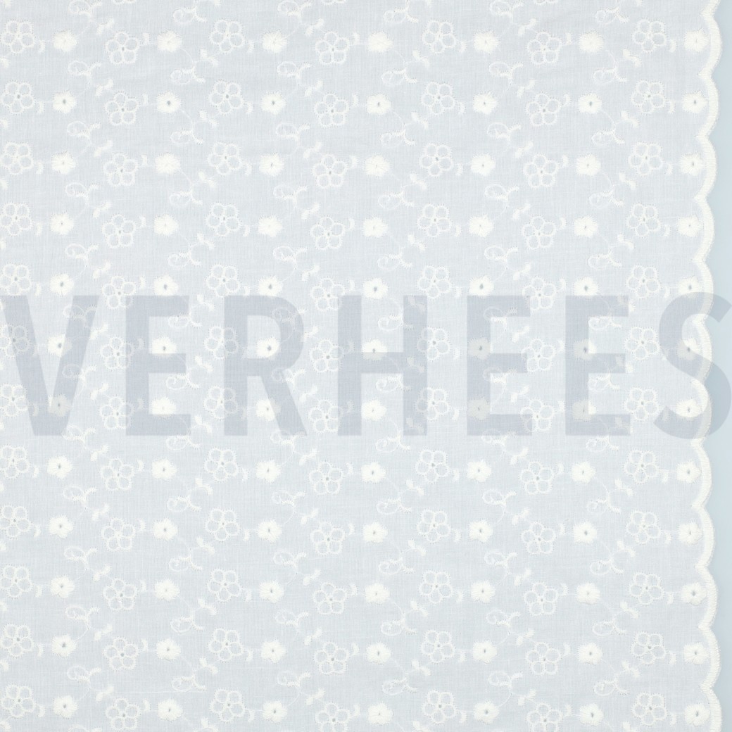 COTTON EMBROIDERY TWO-SIDE SCALLOP WHITE