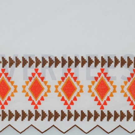 COTTON VOILE ONE-SIDE BORDER WHITE / BROWN (hover)