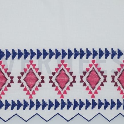 COTTON VOILE ONE-SIDE BORDER WHITE / BLUE (hover)