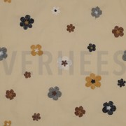 COTTON VOILE EMBROIDERY FLOWERS SAND (thumbnail)