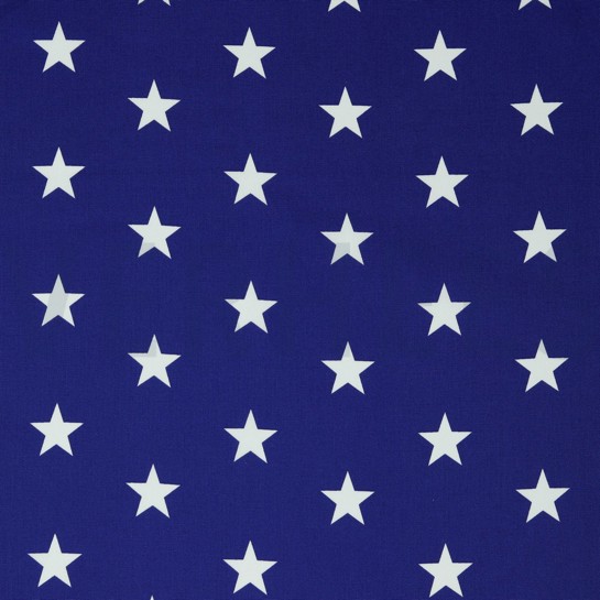 BAUMWOLLE POPELINE STERNE KOBALTBLAU #7