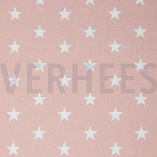 KATOENEN POPLIN STERREN OUDROZE #7