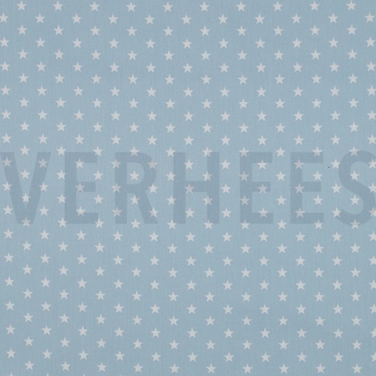 KATOENEN POPLIN KLEINE STERREN LICHTBLAUW #7