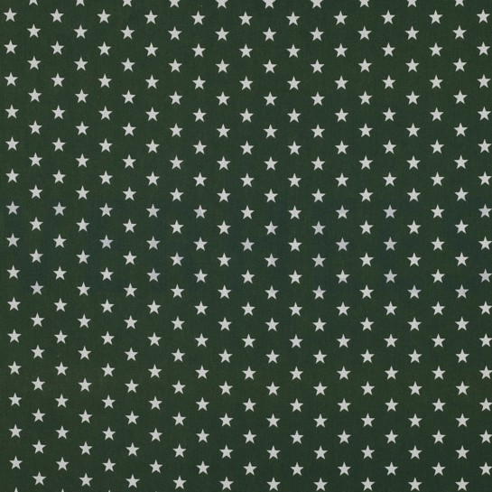 KATOENEN POPLIN KLEINE STERREN DONKERGROEN #7