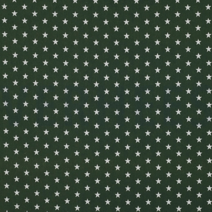 BAUMWOLLE POPELINE KLEINE STERNE DUNKELGRÜN (hover)